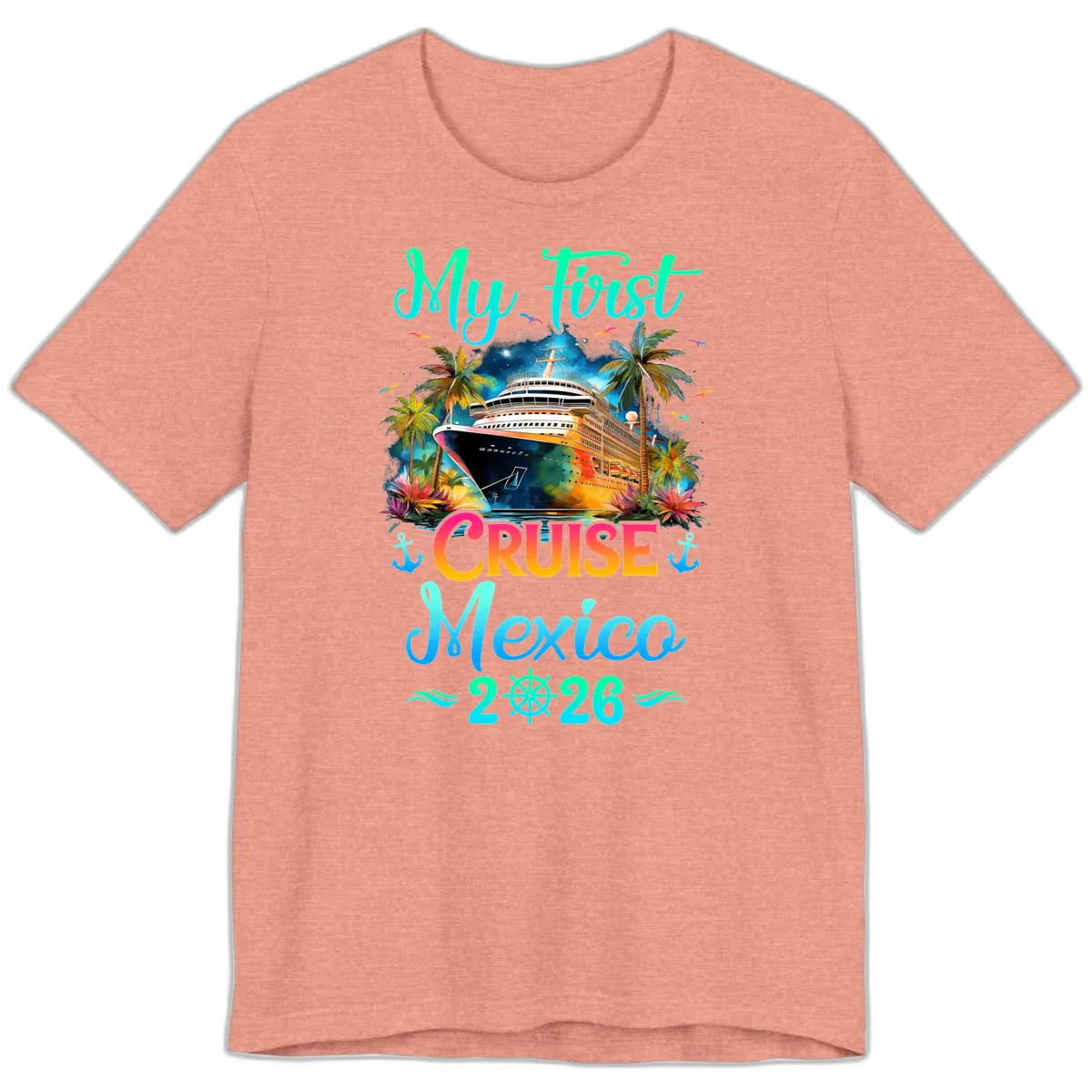 My First Mexico Cruise 2026 Tropical Vacation Premium T-Shirt in Heather Sunset