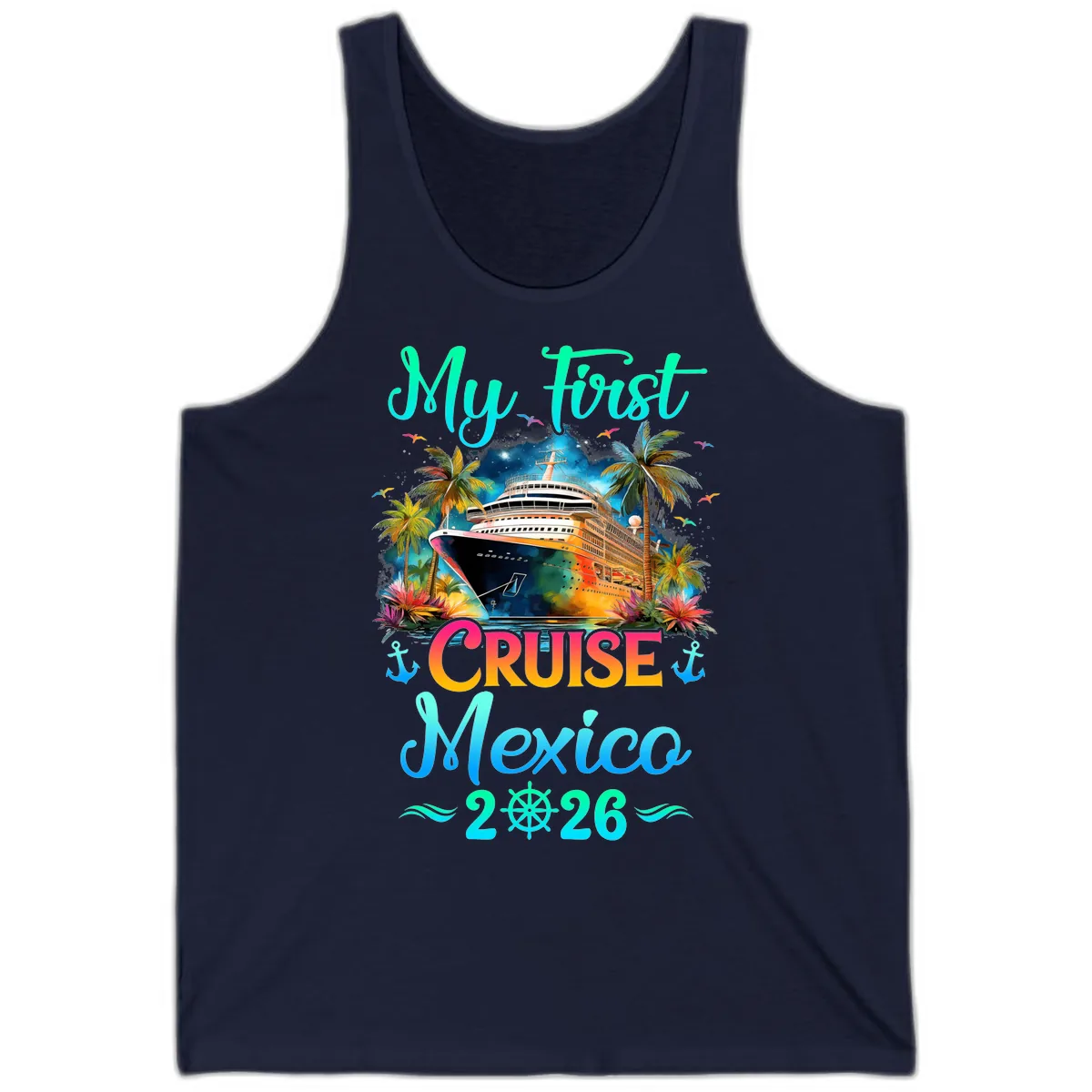 My First Mexico Cruise 2026 Tropical Vacation Tank in Navy