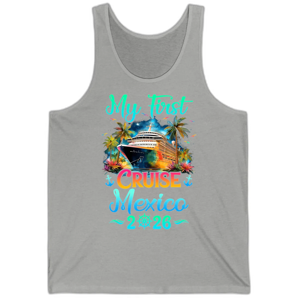 My First Mexico Cruise 2026 Tropical Vacation Tank in Athletic Heather
