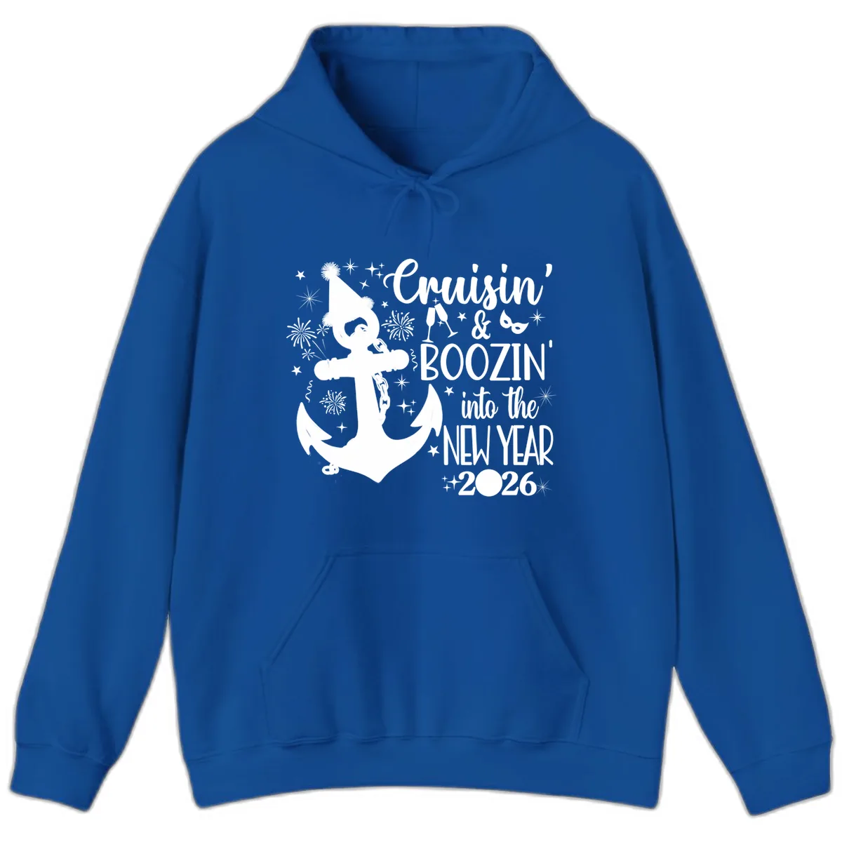 Cruisin' & Boozin' Into The New Year 2026 Cruise Vacation Hoodie in Royal