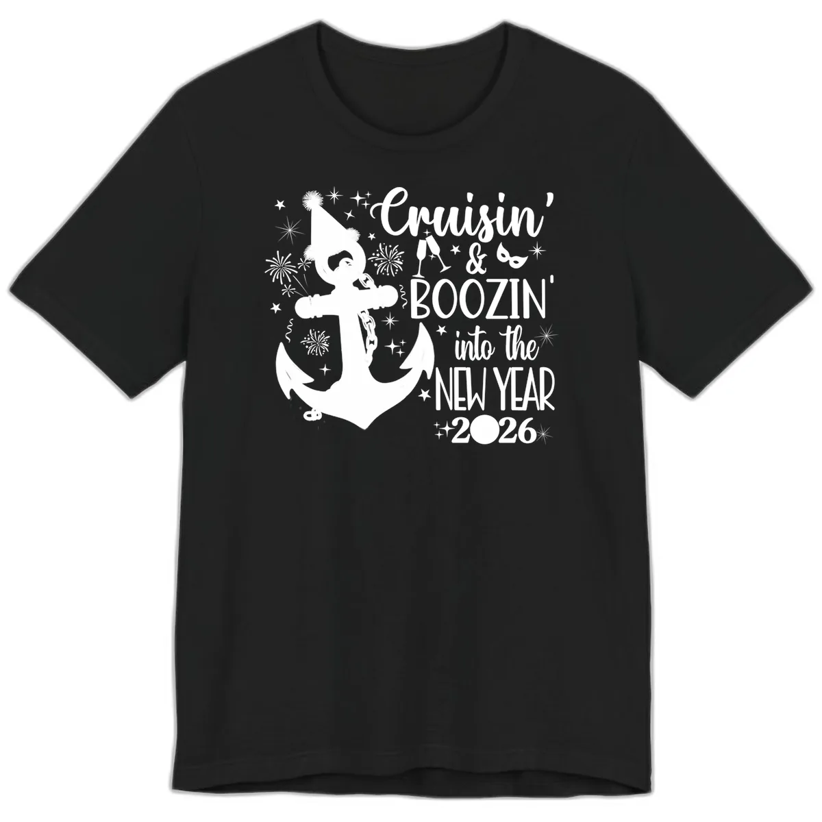 Cruisin' & Boozin' Into The New Year 2026 Cruise Vacation Premium T-Shirt in Black