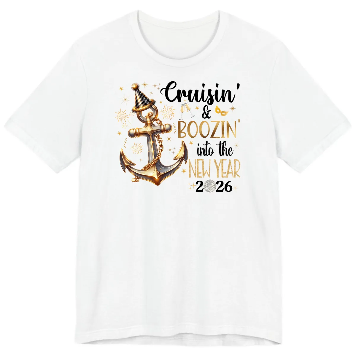 Cruisin' & Boozin' Into The New Year 2026 Cruise Vacation Premium T-Shirt in White