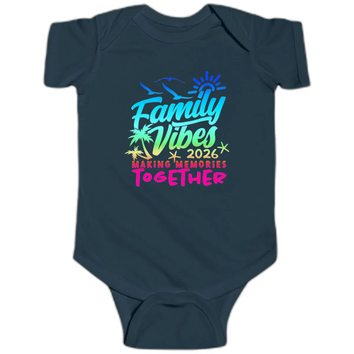 Family Vibes 2026 Making Memories Together Baby Onesie in Navy