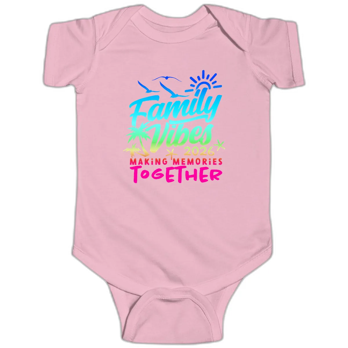 Family Vibes 2026 Making Memories Together Baby Onesie in Pink