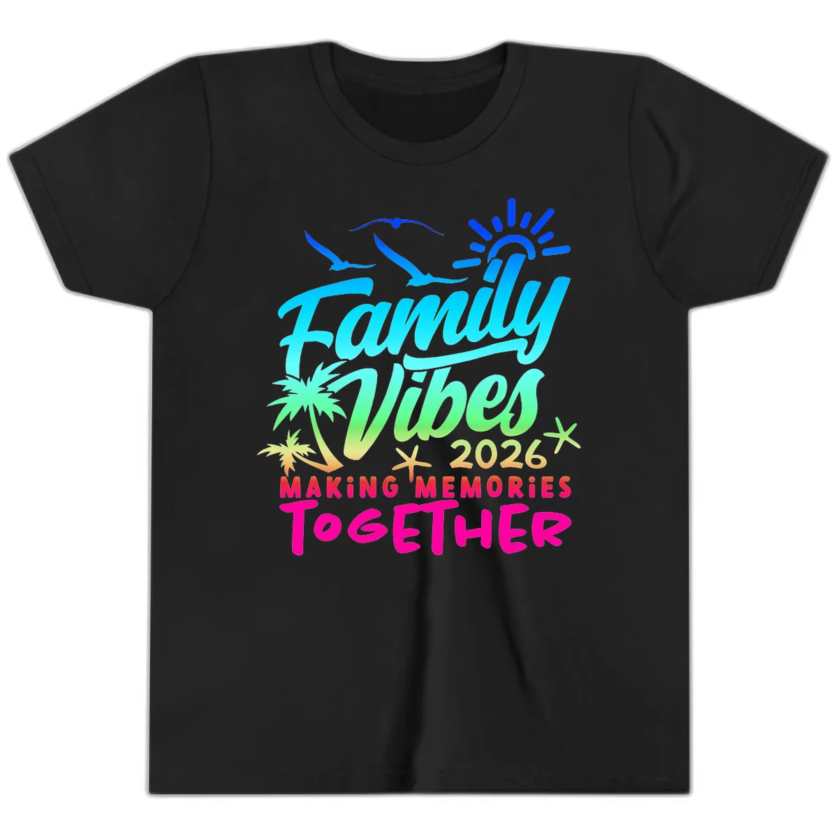 Family Vibes 2026 Making Memories Together Youth T-Shirt in Black