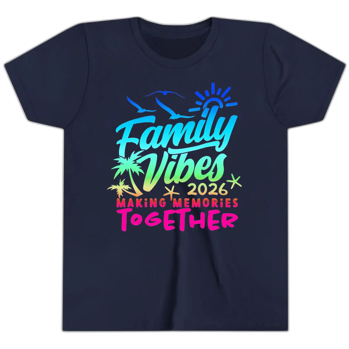 Family Vibes 2026 Making Memories Together Youth T-Shirt in Navy
