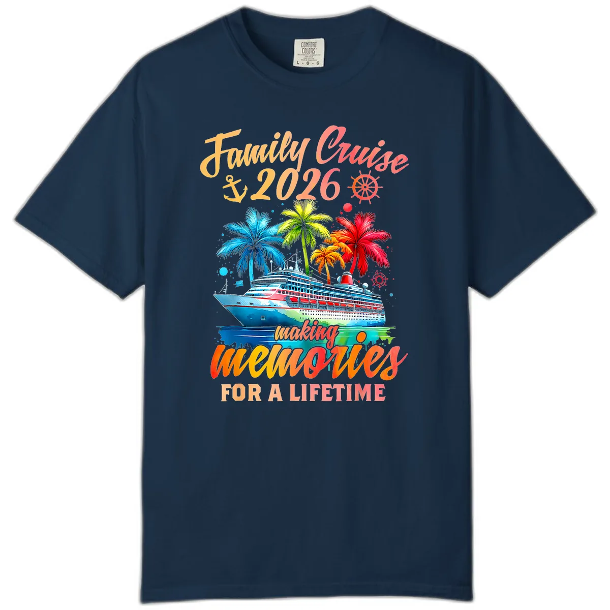 Family Cruise 2026 Making Memories Comfort Color in True Navy