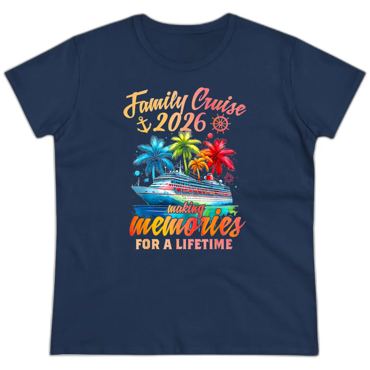 Family Cruise 2026 Making Memories Ladies Tee in Navy