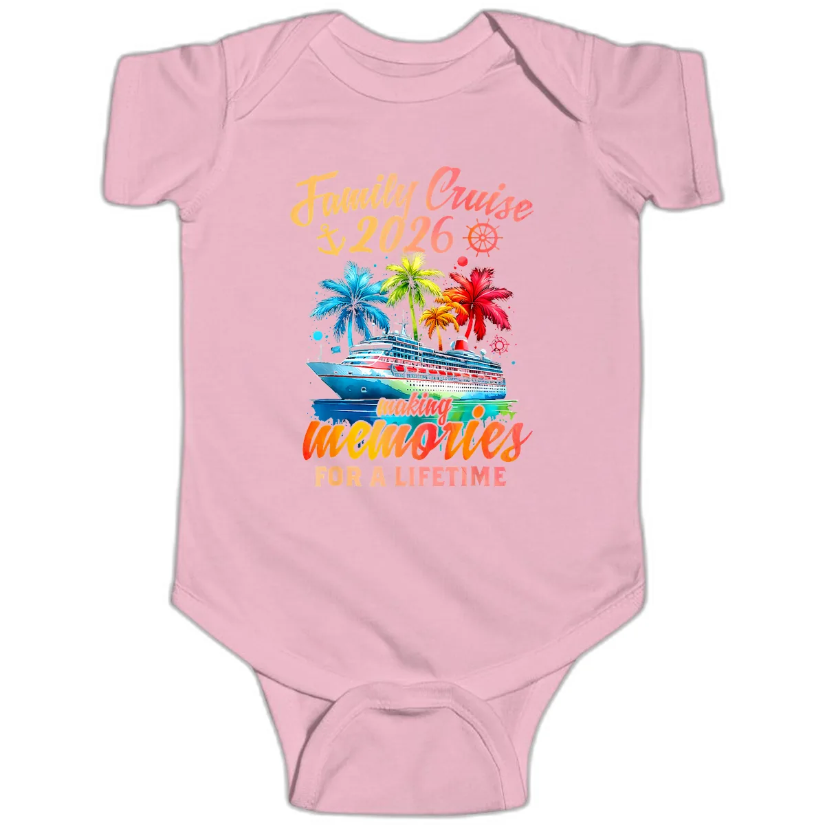 Family Cruise 2026 Making Memories Baby Onesie in Pink