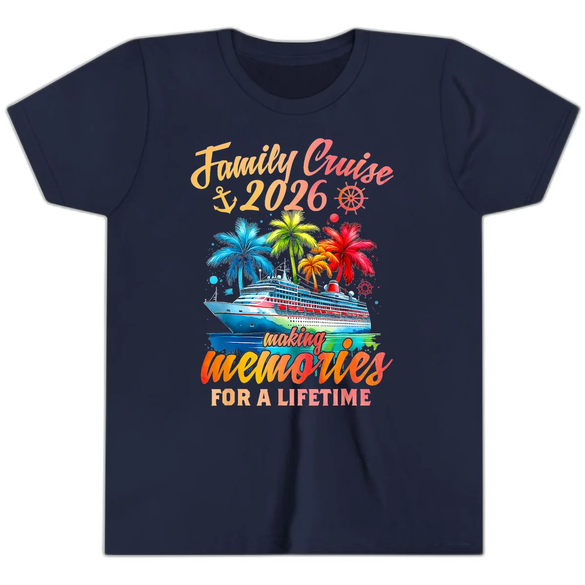 Family Cruise 2026 Making Memories Youth T-Shirt in Navy