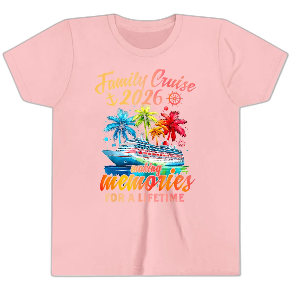 Family Cruise 2026 Making Memories Youth T-Shirt in Pink