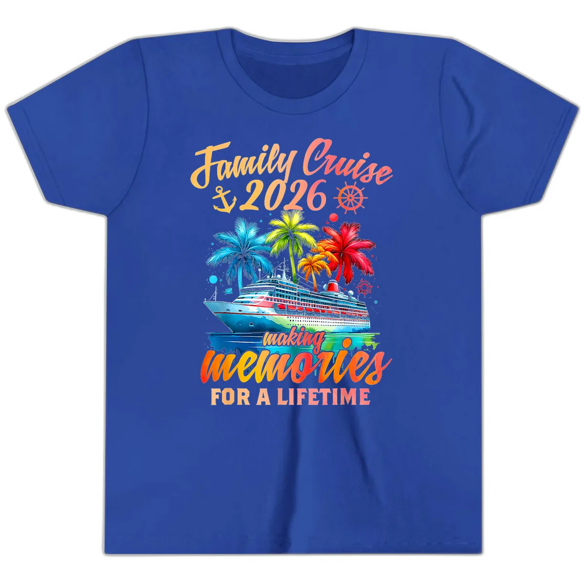 Family Cruise 2026 Making Memories Youth T-Shirt in True Royal