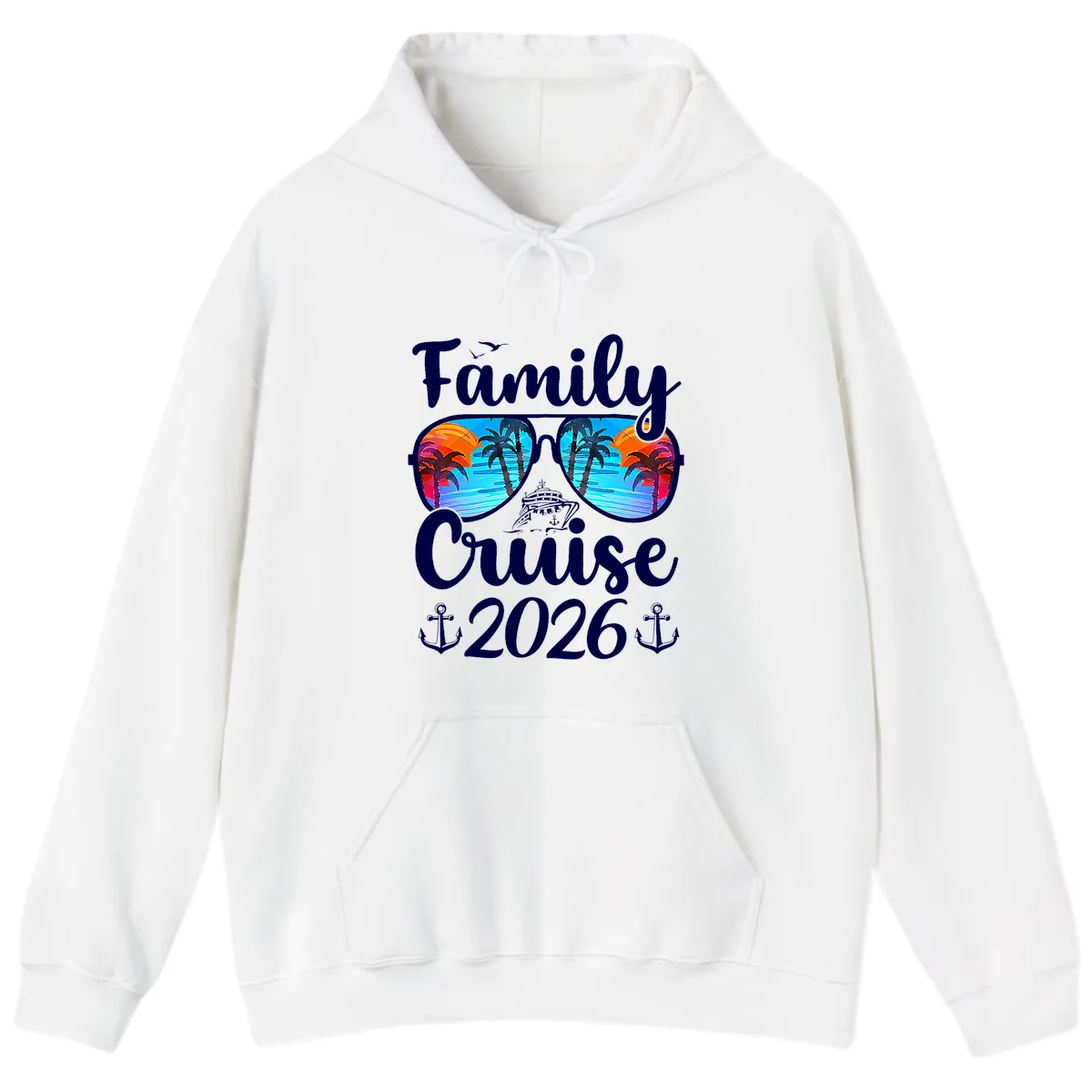 Family Cruise 2026 Tropical Sunglasses Hoodie in White