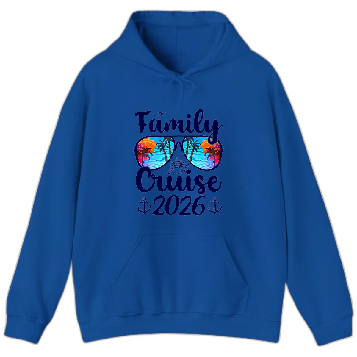 Family Cruise 2026 Tropical Sunglasses Hoodie in Royal