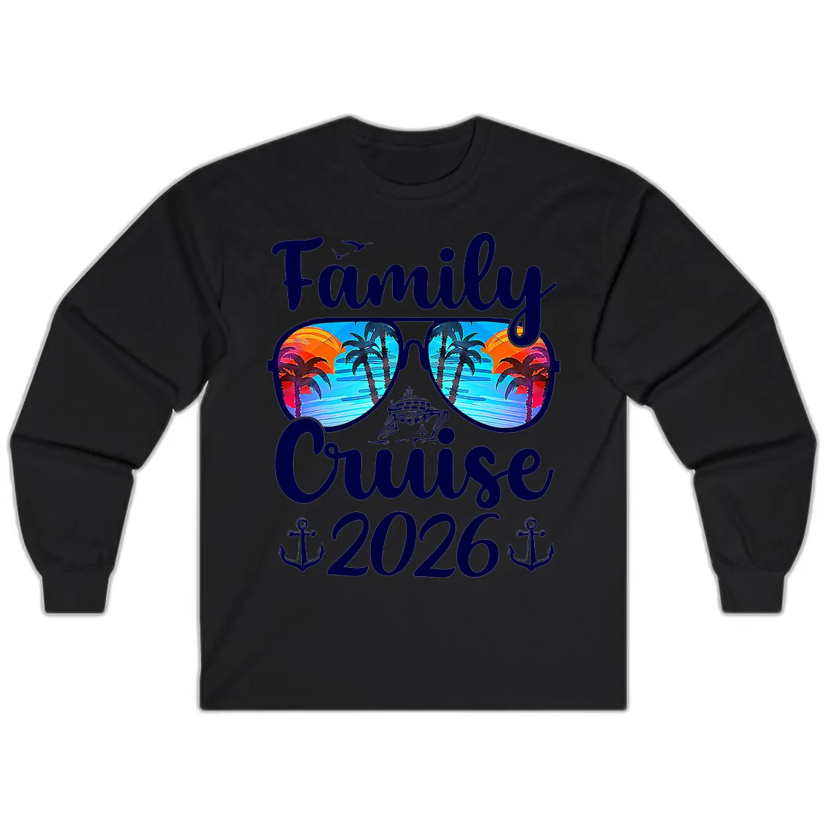 Family Cruise 2026 Tropical Sunglasses Long Sleeve in Black