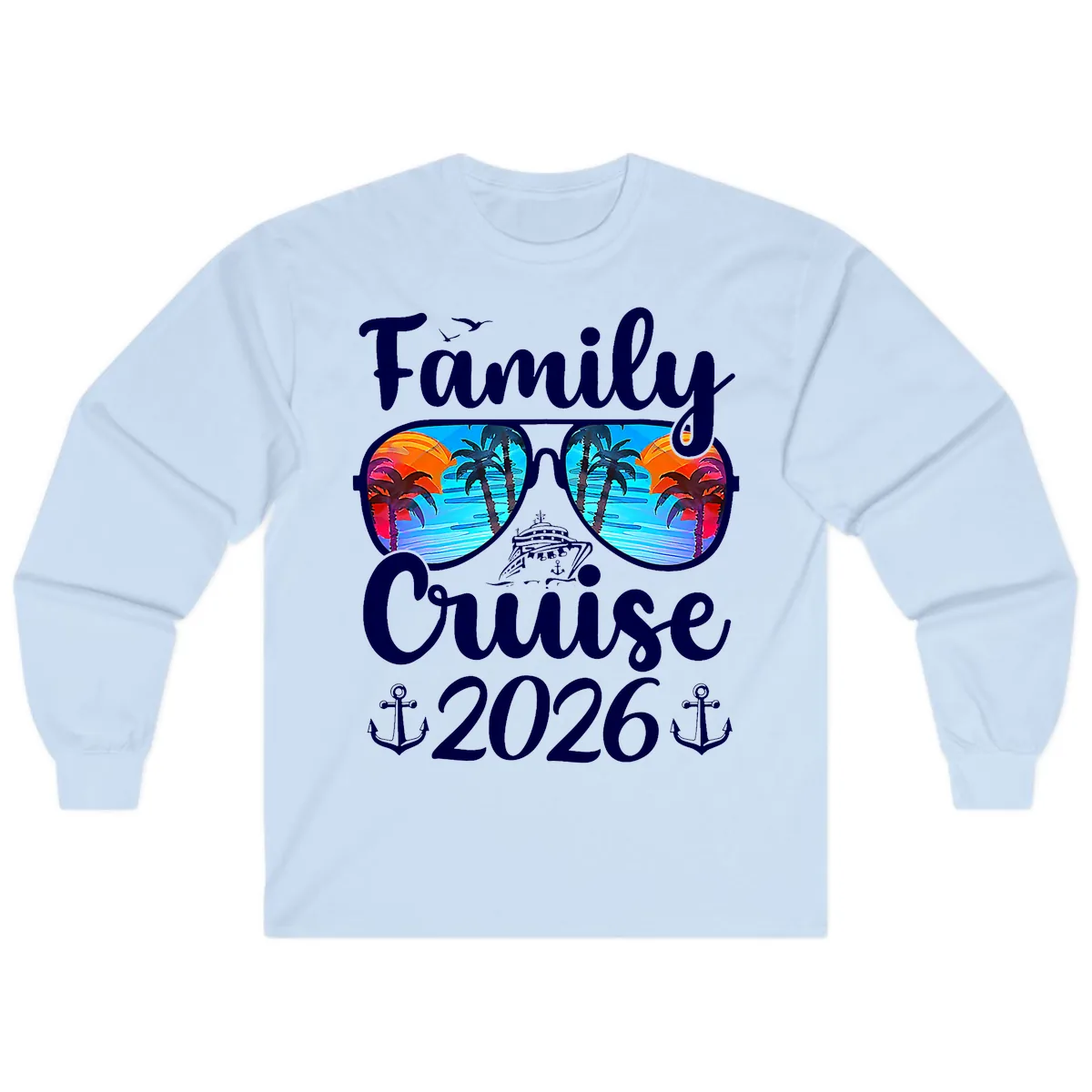 Family Cruise 2026 Tropical Sunglasses Long Sleeve in Light Blue