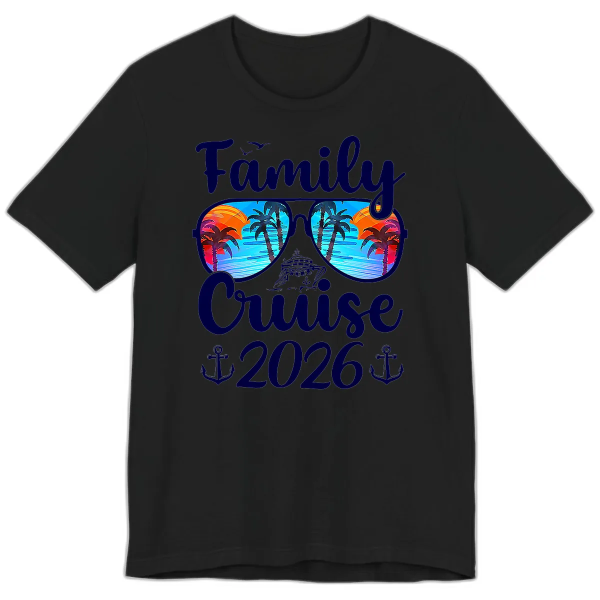 Family Cruise 2026 Tropical Sunglasses Premium T-Shirt in Black