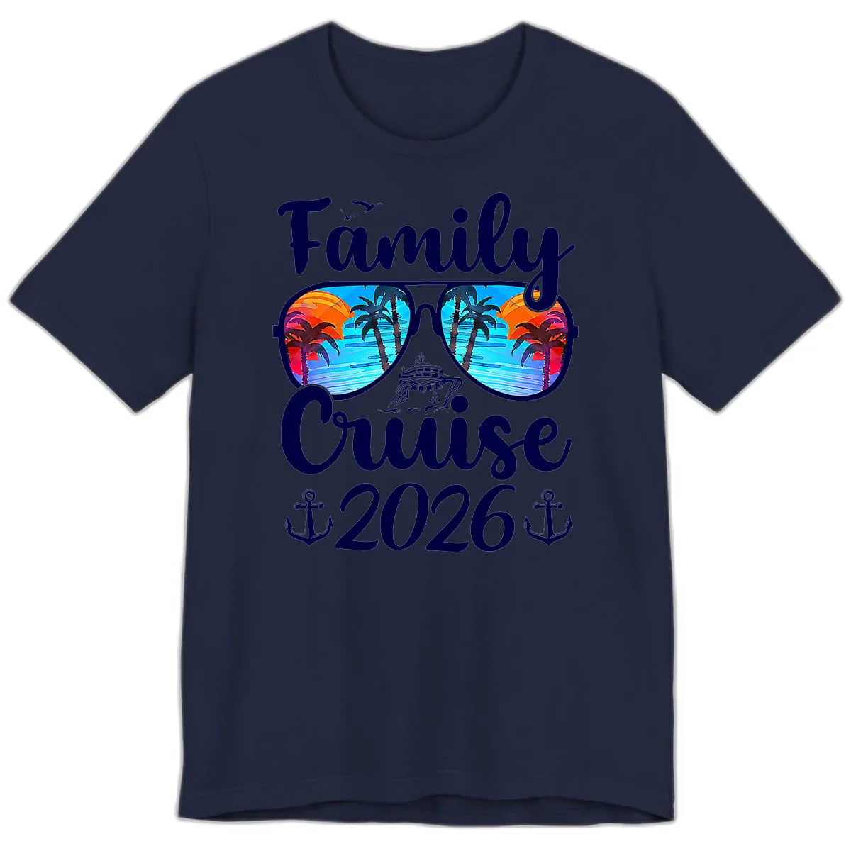 Family Cruise 2026 Tropical Sunglasses Premium T-Shirt in Navy