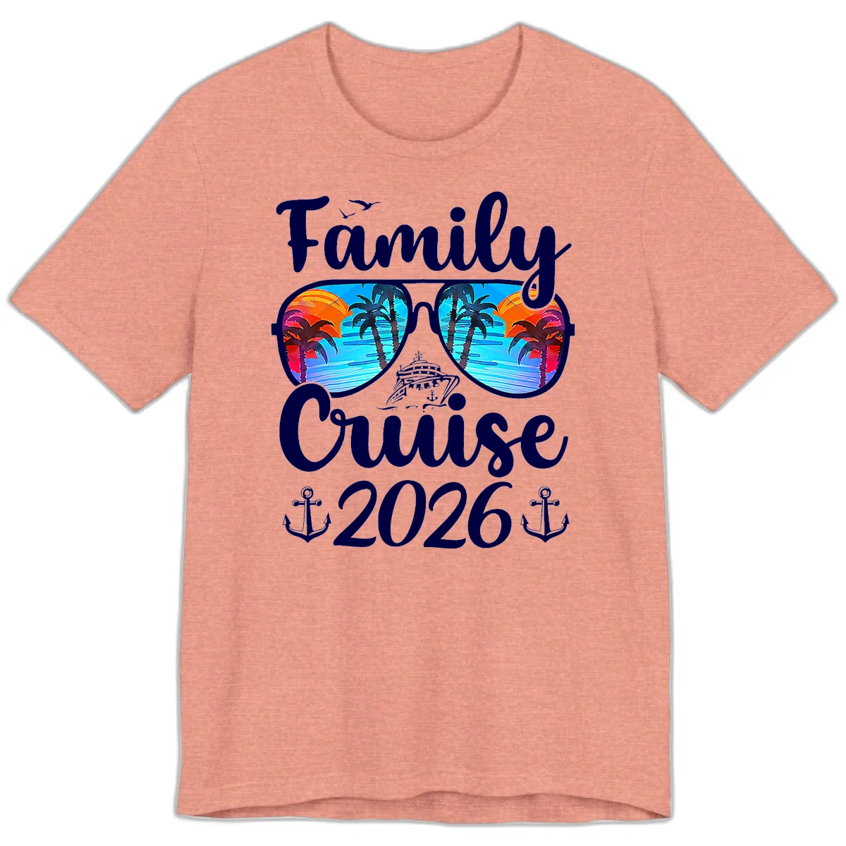 Family Cruise 2026 Tropical Sunglasses Premium T-Shirt in Heather Sunset