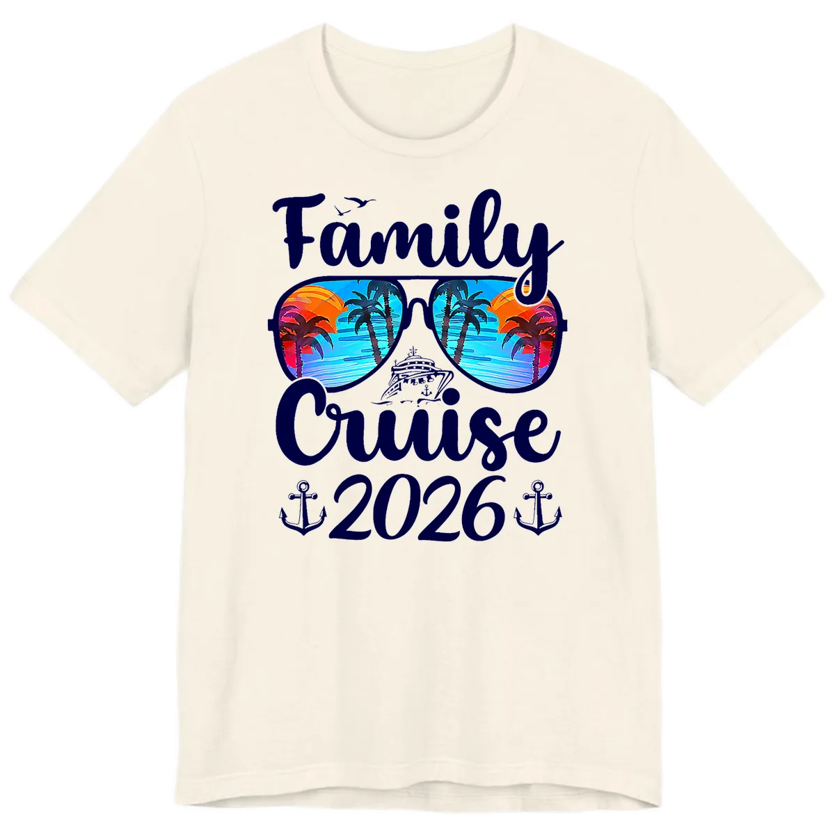 Family Cruise 2026 Tropical Sunglasses Premium T-Shirt in Natural