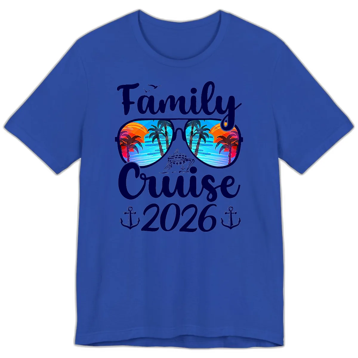 Family Cruise 2026 Tropical Sunglasses Premium T-Shirt in True Royal