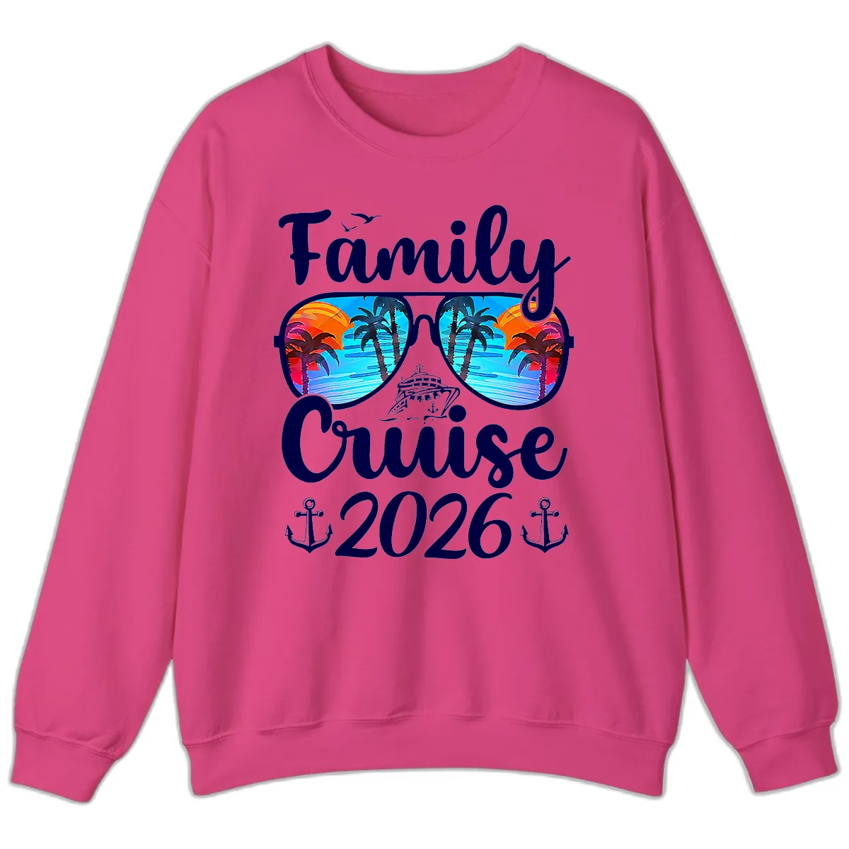 Family Cruise 2026 Tropical Sunglasses Sweatshirt in Heliconia