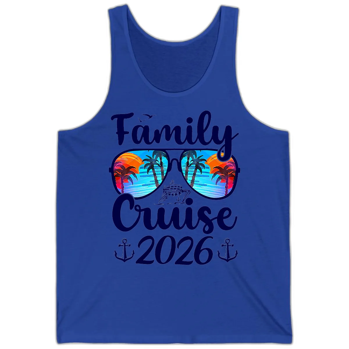 Family Cruise 2026 Tropical Sunglasses Tank in True Royal