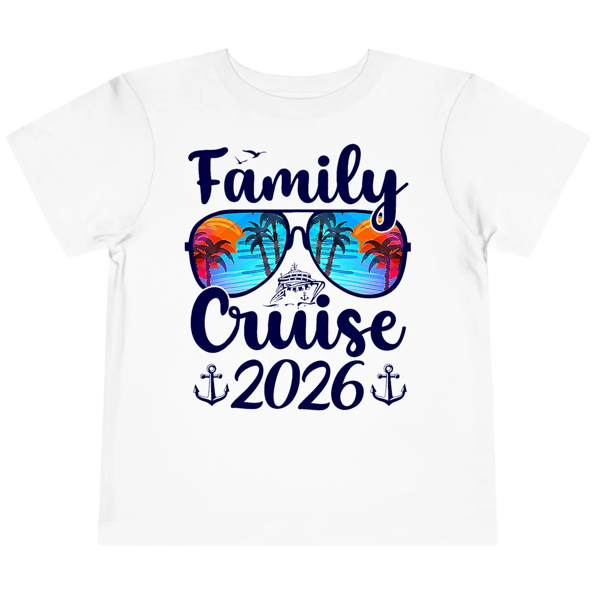 Family Cruise 2026 Tropical Sunglasses Toddler T-Shirt in White