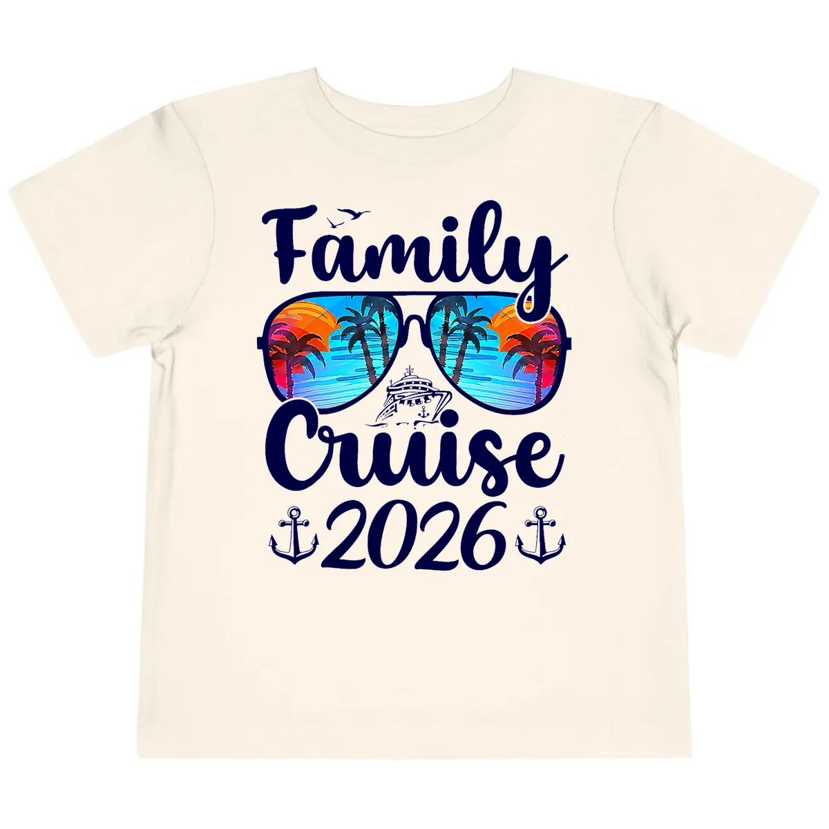 Family Cruise 2026 Tropical Sunglasses Toddler T-Shirt in Natural