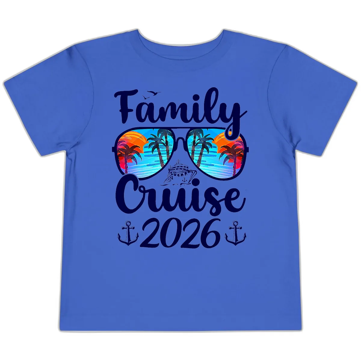 Family Cruise 2026 Tropical Sunglasses Toddler T-Shirt in True Royal