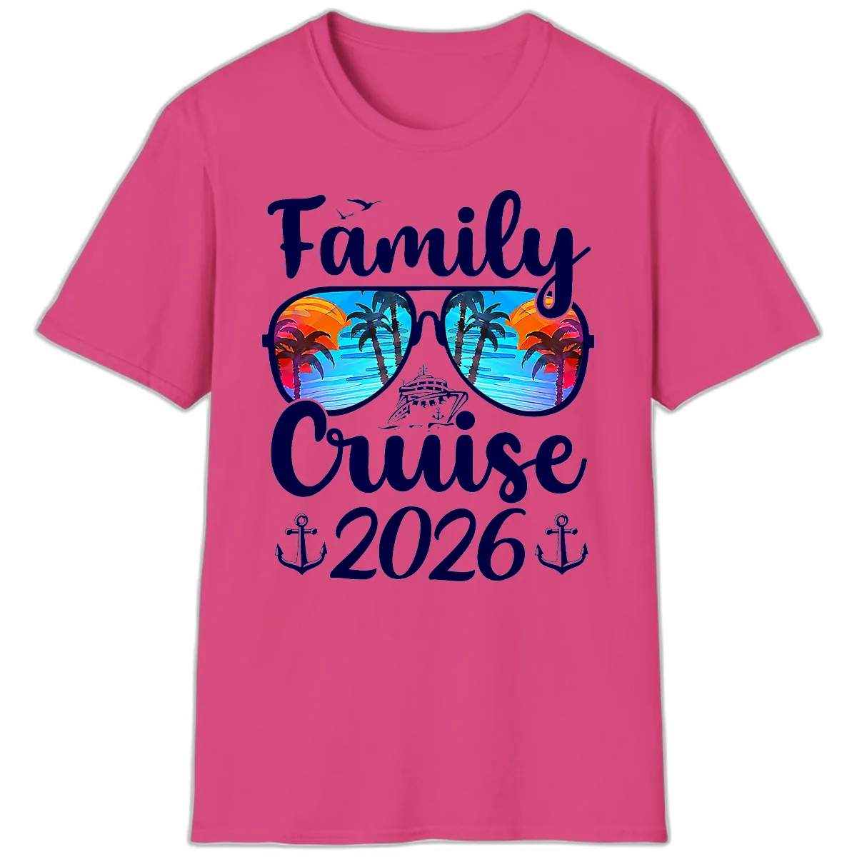 Family Cruise 2026 Tropical Sunglasses T-Shirt in Heliconia