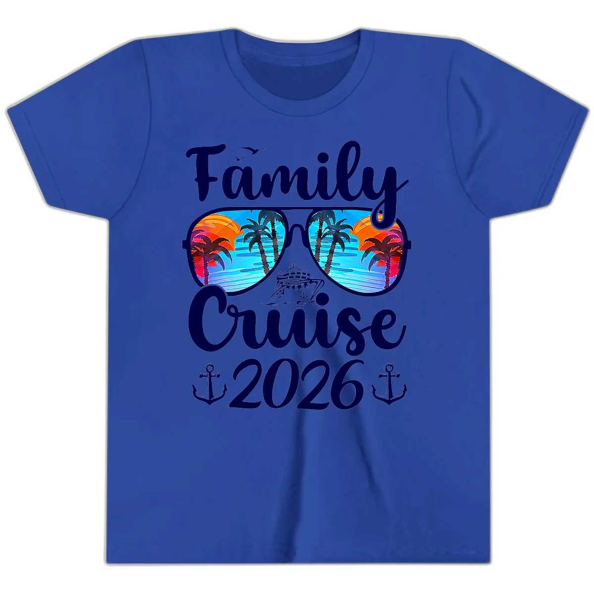 Family Cruise 2026 Tropical Sunglasses Youth T-Shirt in True Royal