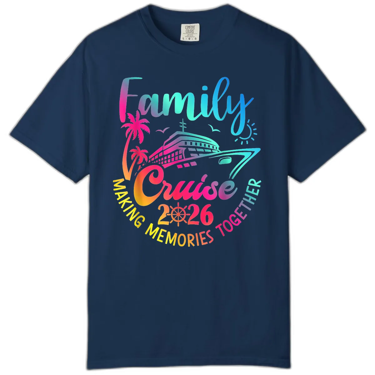 Family Cruise 2026 Making Memories Together Comfort Color in Navy