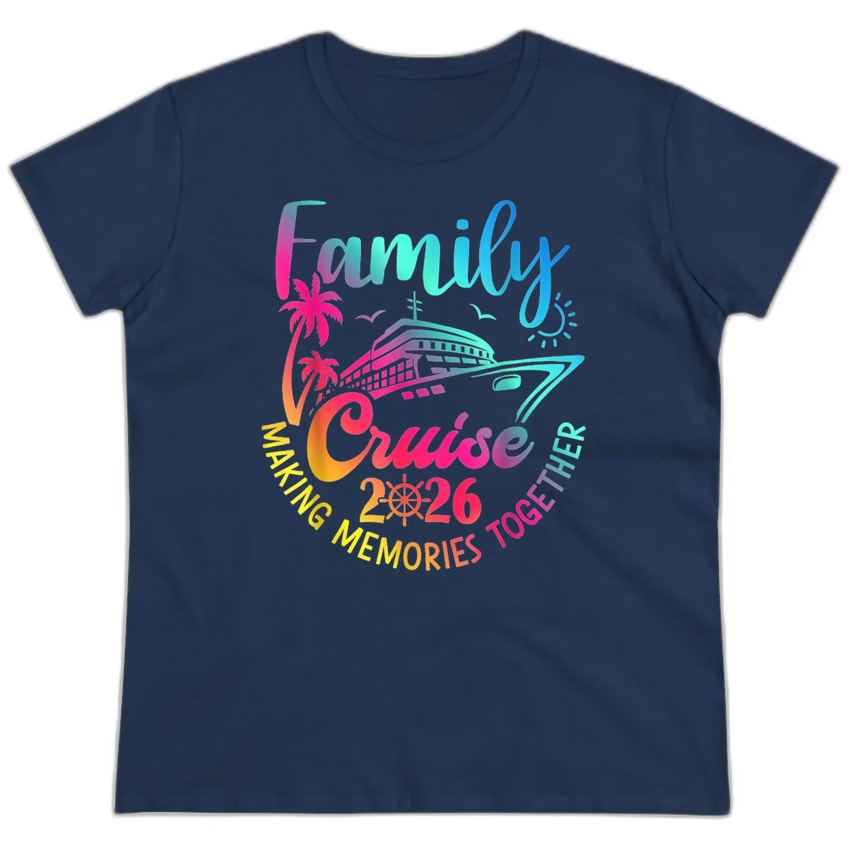 Family Cruise 2026 Making Memories Together Ladies Tee in Navy