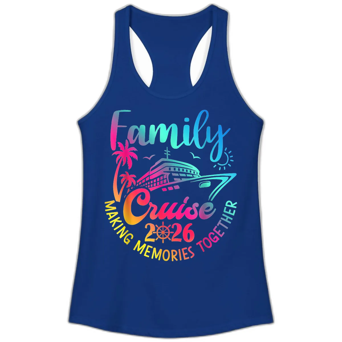 Family Cruise 2026 Making Memories Together Ladies Tank in Solid Royal