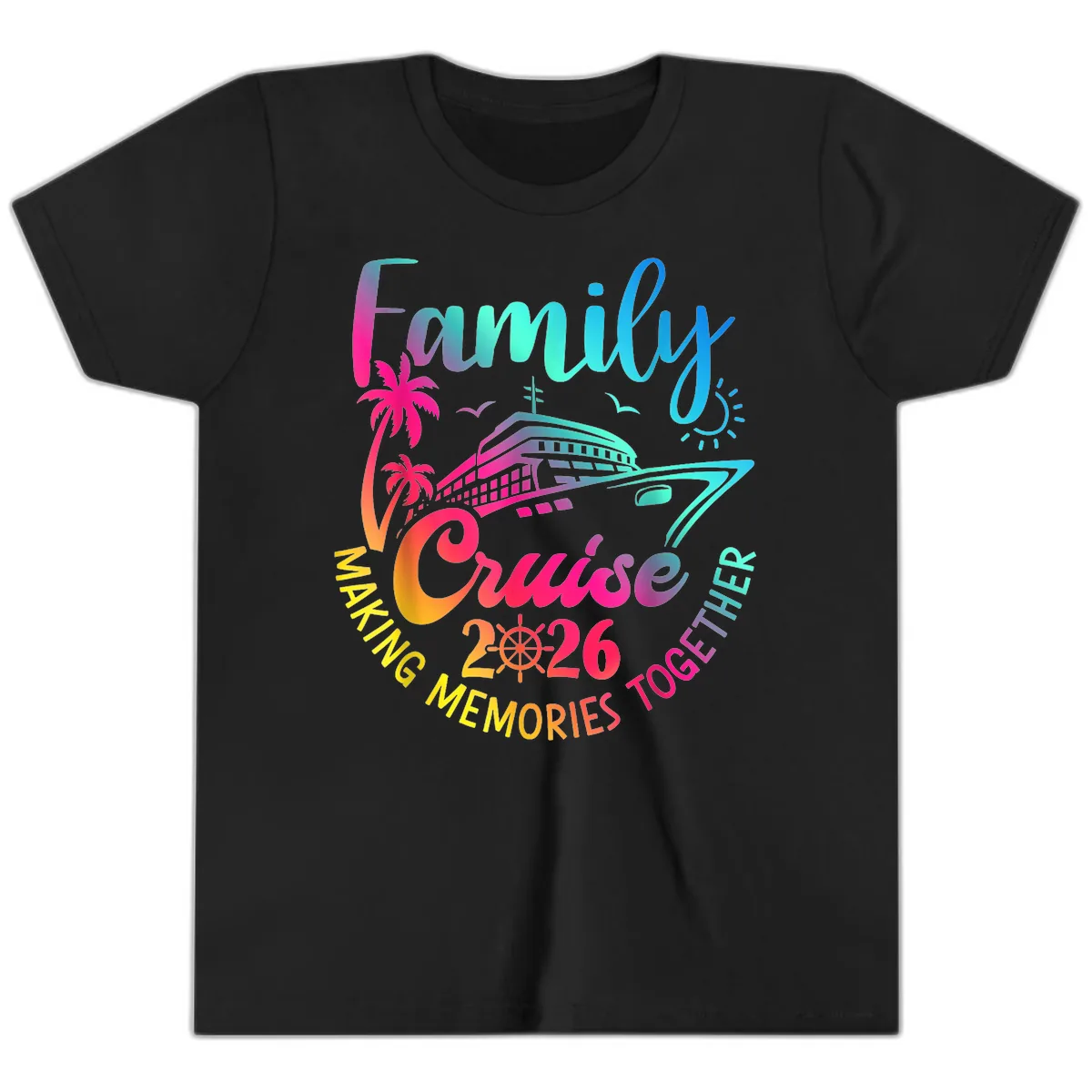 Family Cruise 2026 Making Memories Together Youth T-Shirt in Black