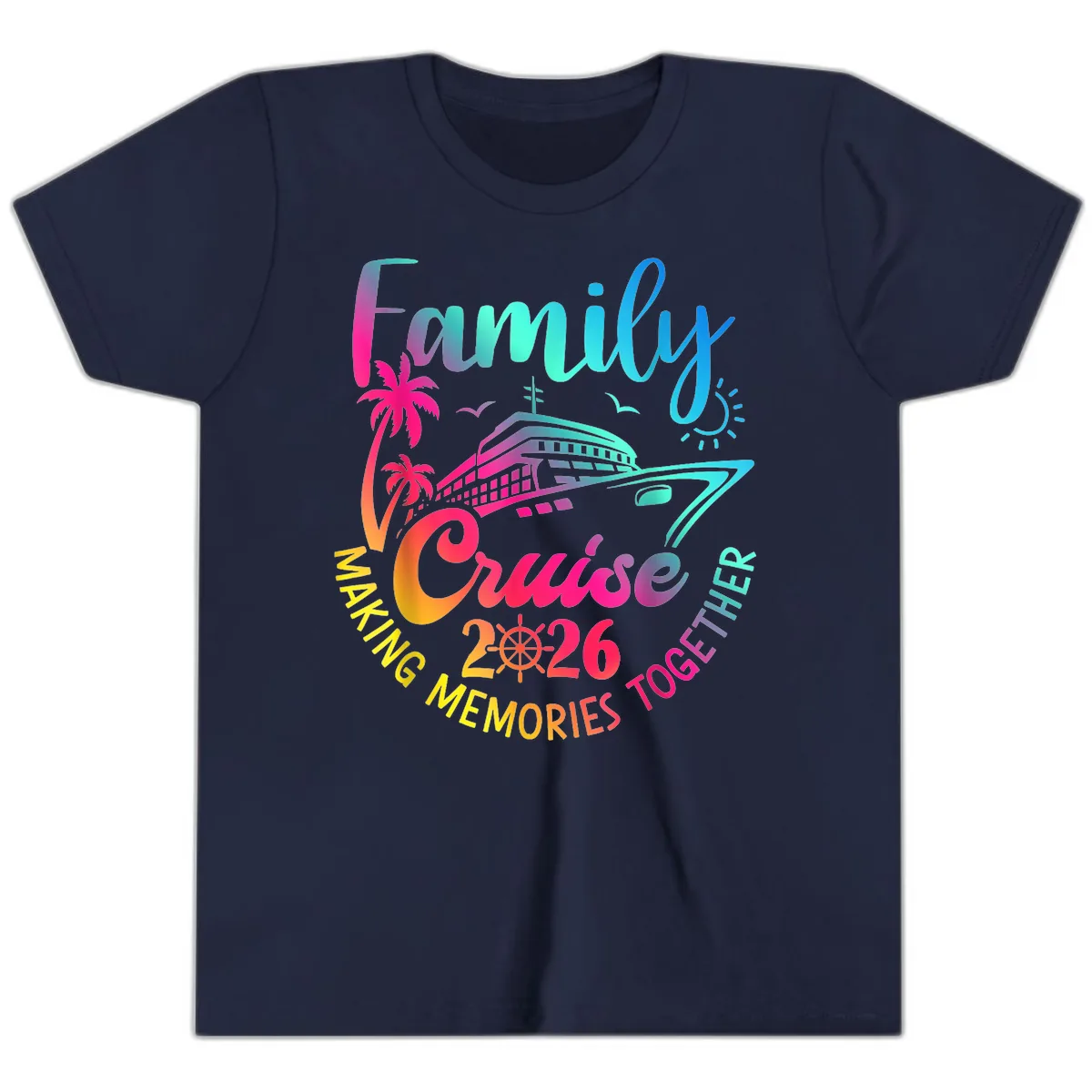 Family Cruise 2026 Making Memories Together Youth T-Shirt in Navy