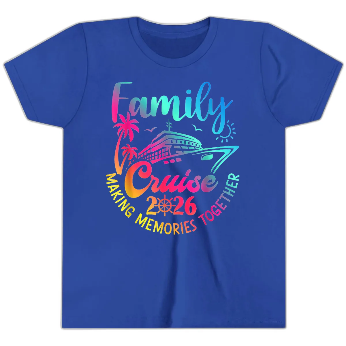 Family Cruise 2026 Making Memories Together Youth T-Shirt in True Royal