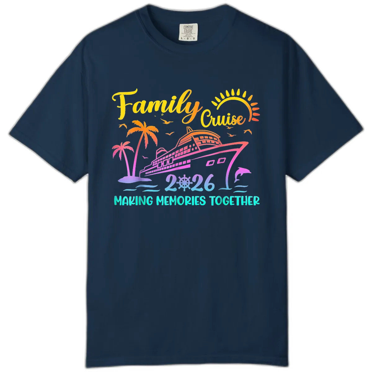 Family Cruise 2026 Making Memories Together Comfort Color in True Navy