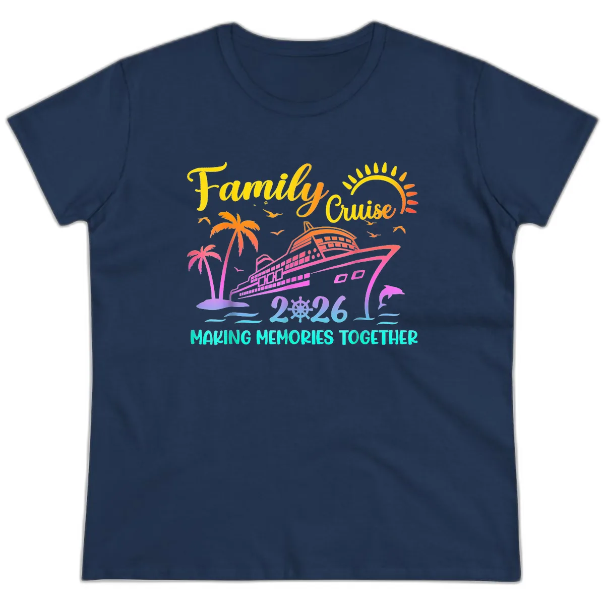 Family Cruise 2026 Making Memories Together Ladies Tee in Navy