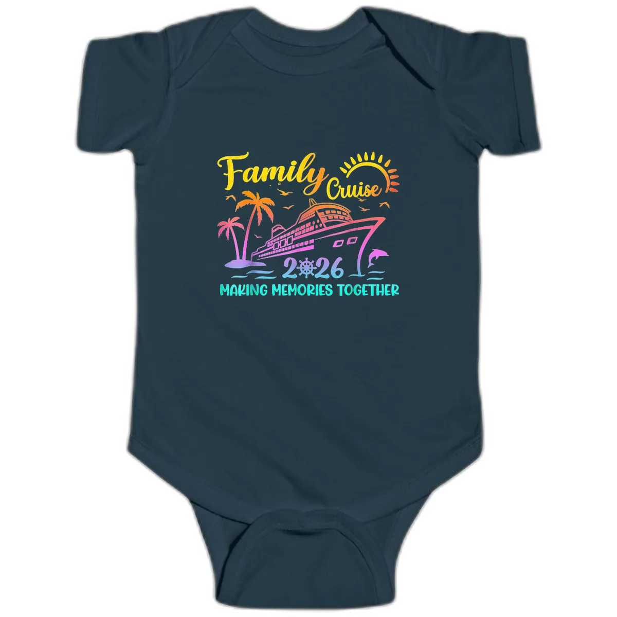 Family Cruise 2026 Making Memories Together Baby Onesie in Navy
