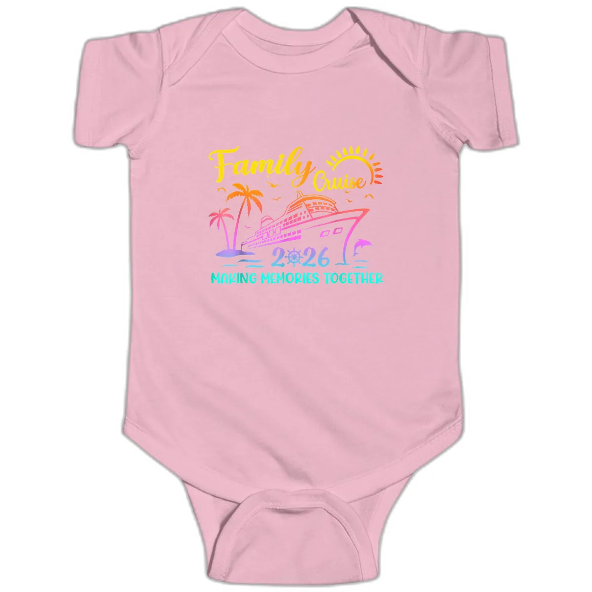Family Cruise 2026 Making Memories Together Baby Onesie in Pink
