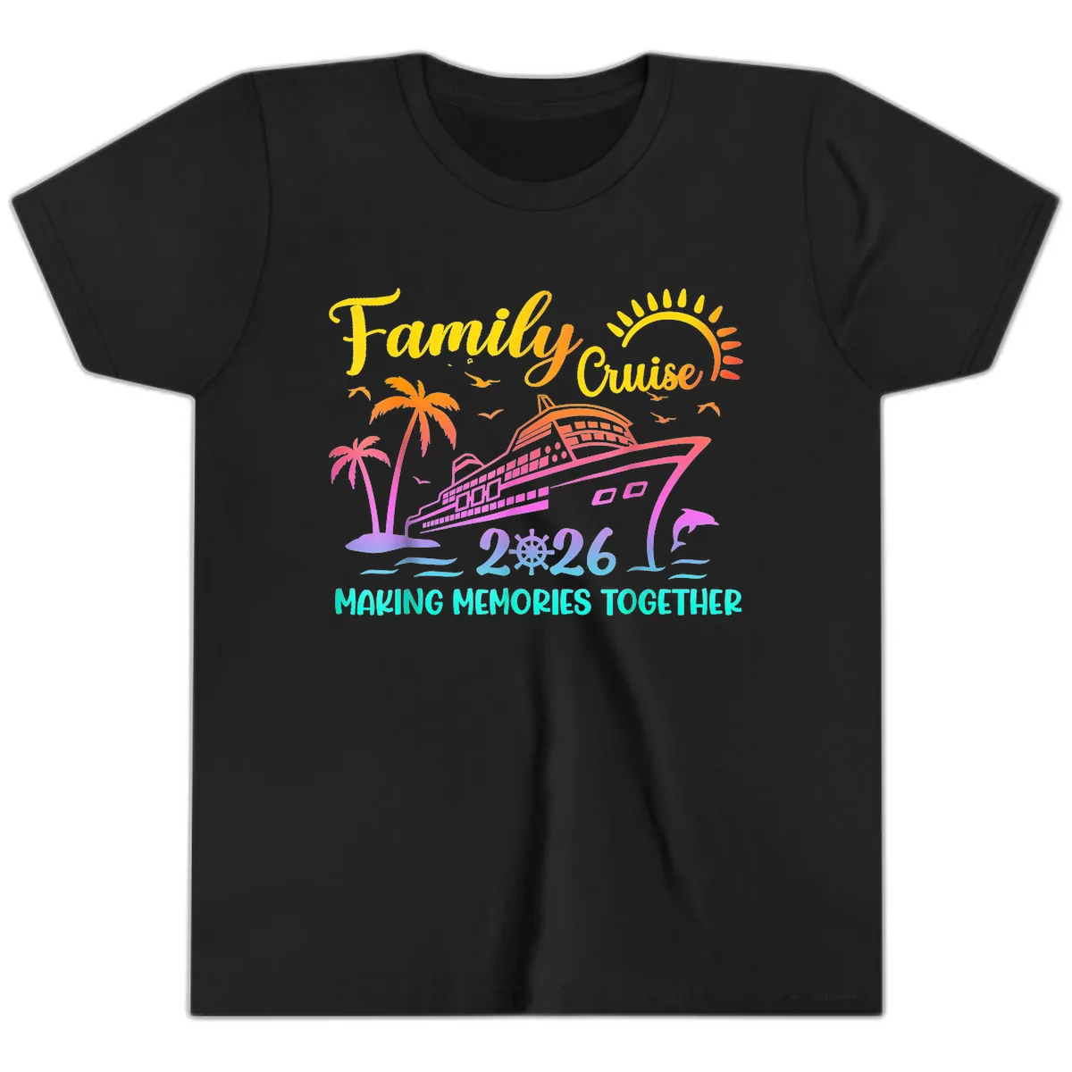 Family Cruise 2026 Making Memories Together Youth T-Shirt in Black