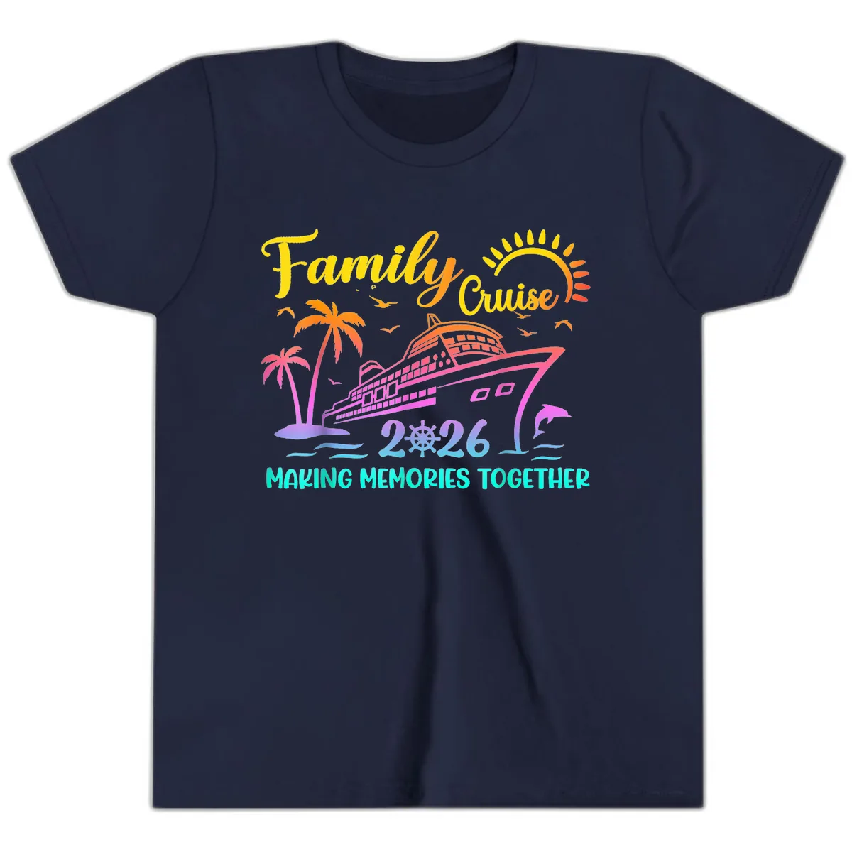 Family Cruise 2026 Making Memories Together Youth T-Shirt in Navy