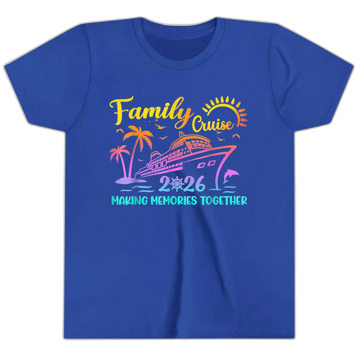 Family Cruise 2026 Making Memories Together Youth T-Shirt in True Royal