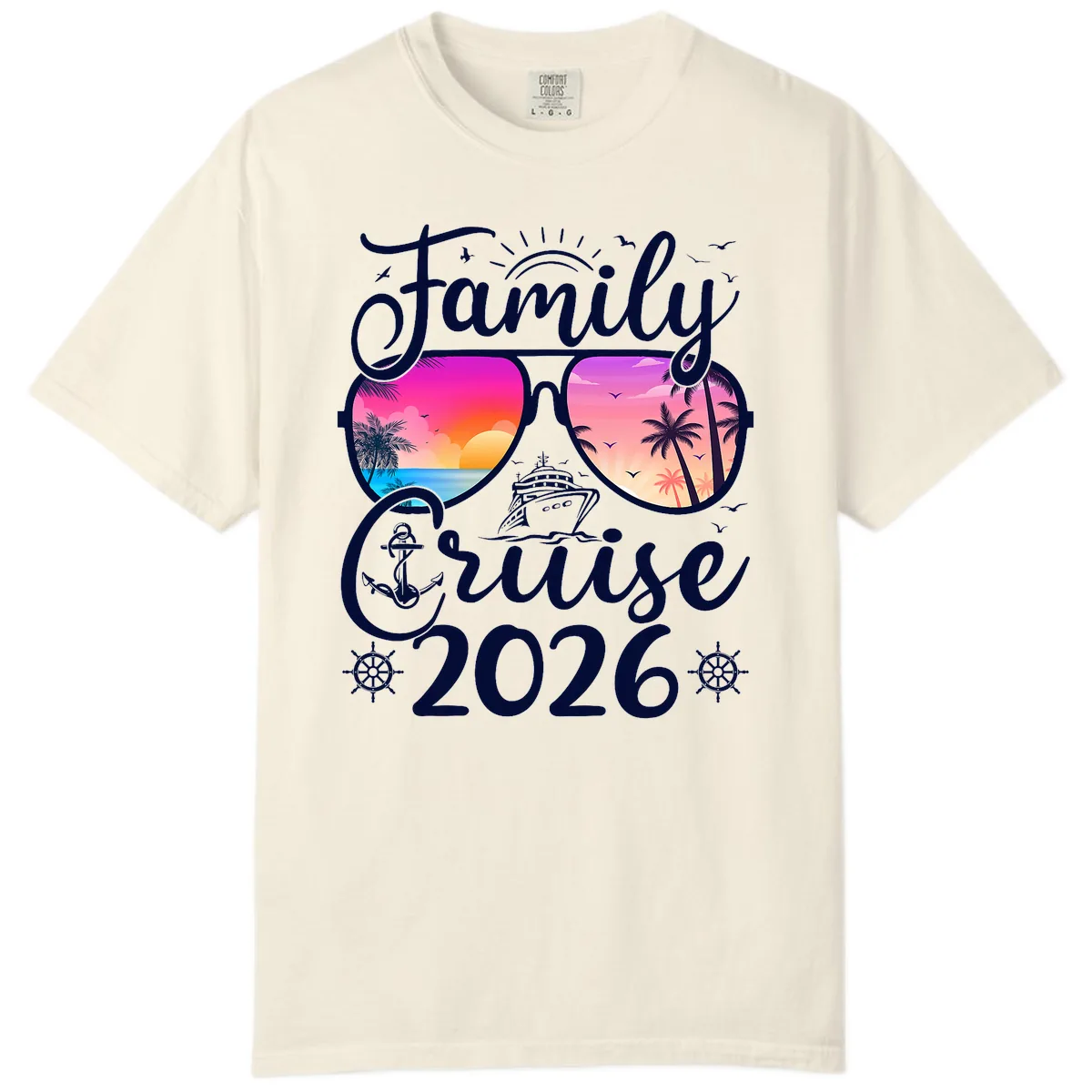 Family Cruise 2026 Tropical Sunset Sunglasses Comfort Color in Ivory