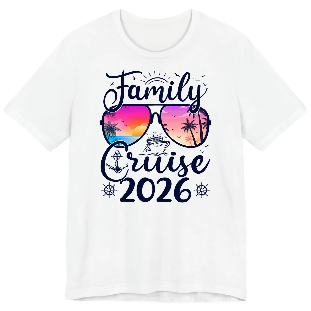 Family Cruise 2026 Tropical Sunset Sunglasses Premium T-Shirt in White