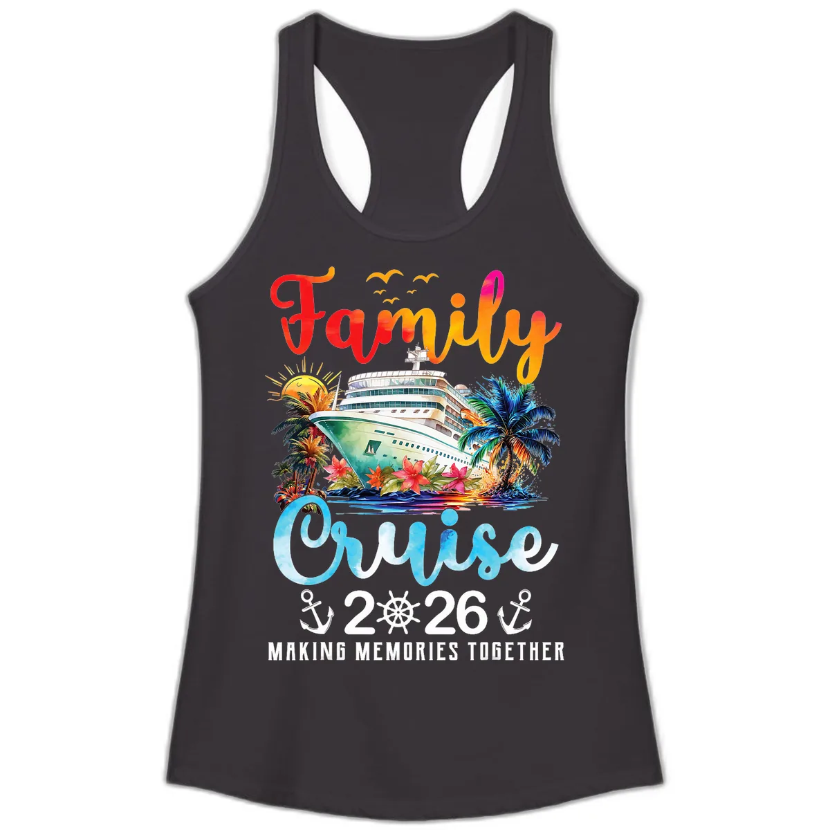 Family Cruise 2026 Making Memories Together Vacation Ladies Tank in Black
