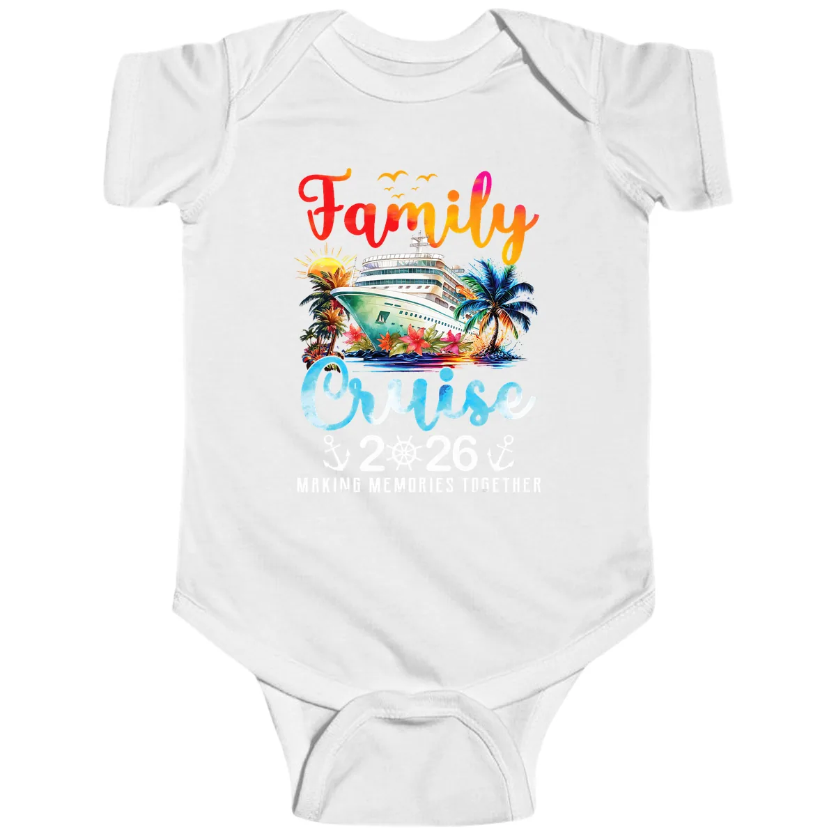 Family Cruise 2026 Making Memories Together Vacation Baby Onesie in White