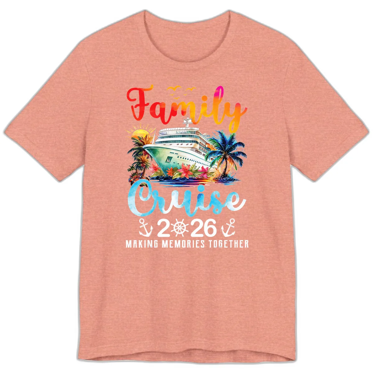Family Cruise 2026 Making Memories Together Vacation Premium T-Shirt in Heather Sunset